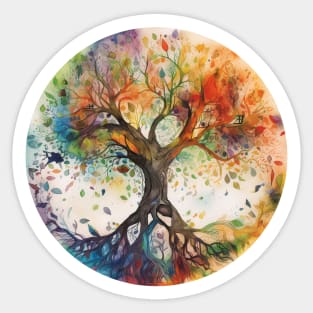 Tree of Life Elemental Magic Spiritual Watercolor Art Sticker